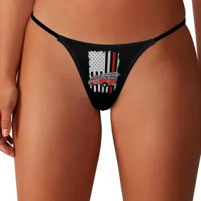 Fireman Firefighter American Flag G-String Thongs Women's T-Back Underwear Panty-WE426