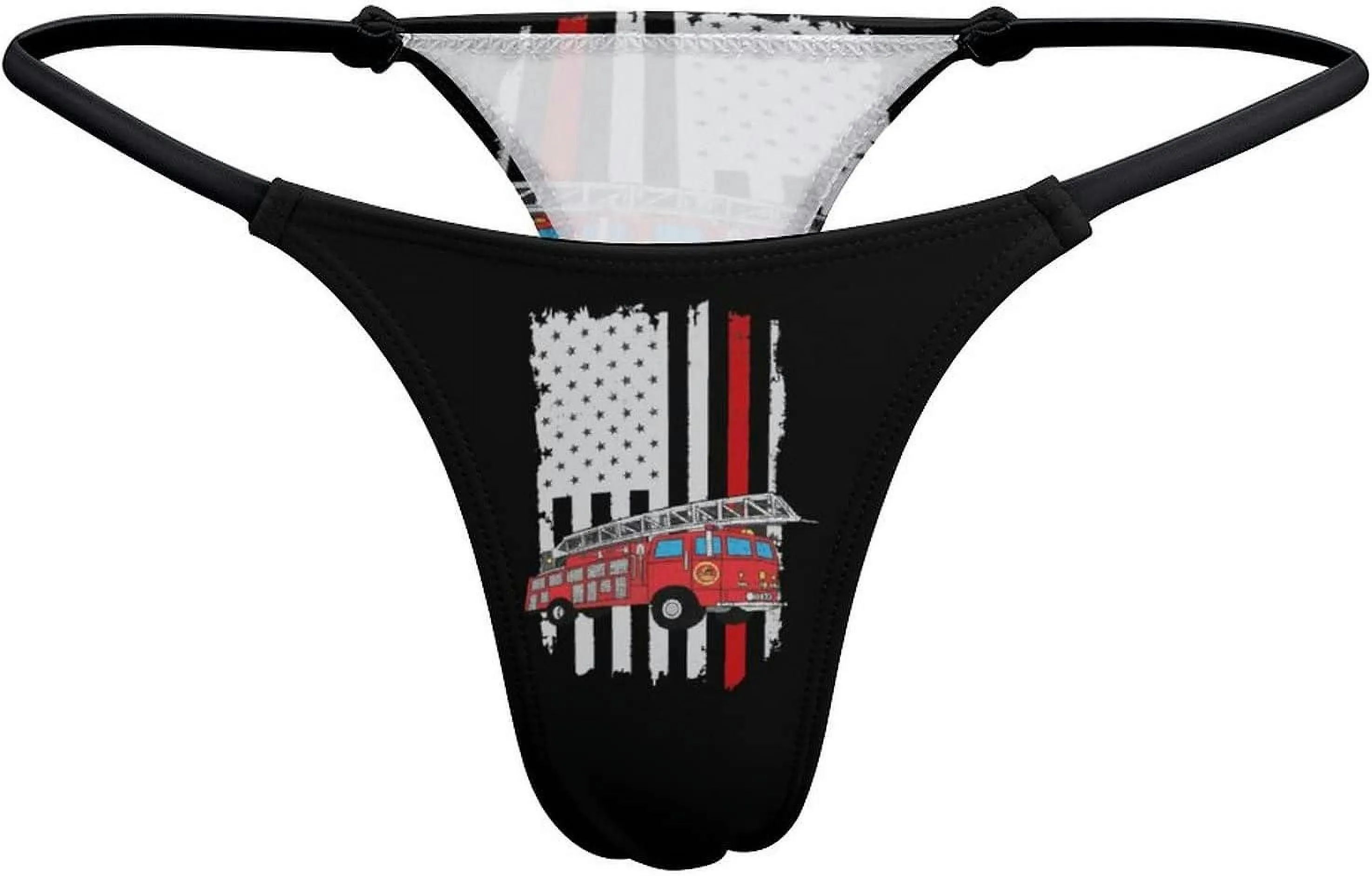 Fireman Firefighter American Flag G-String Thongs Women's T-Back Underwear Panty-WE426