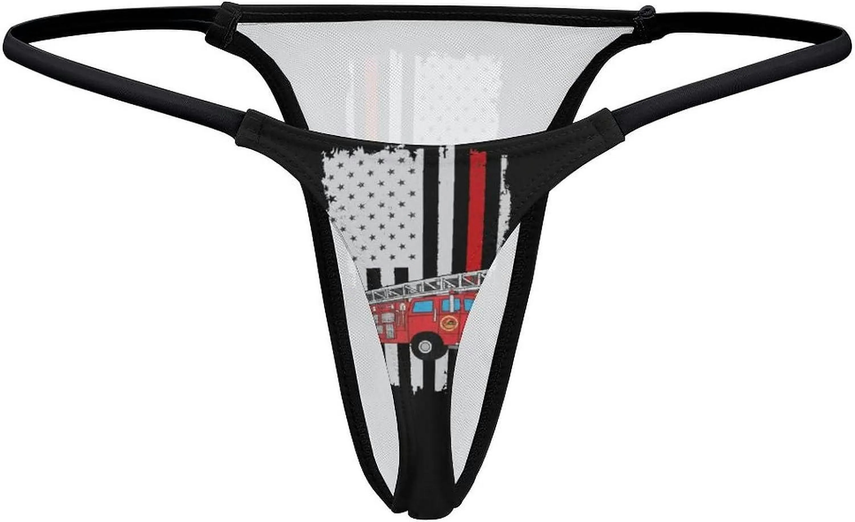 Fireman Firefighter American Flag G-String Thongs Women's T-Back Underwear Panty-WE426