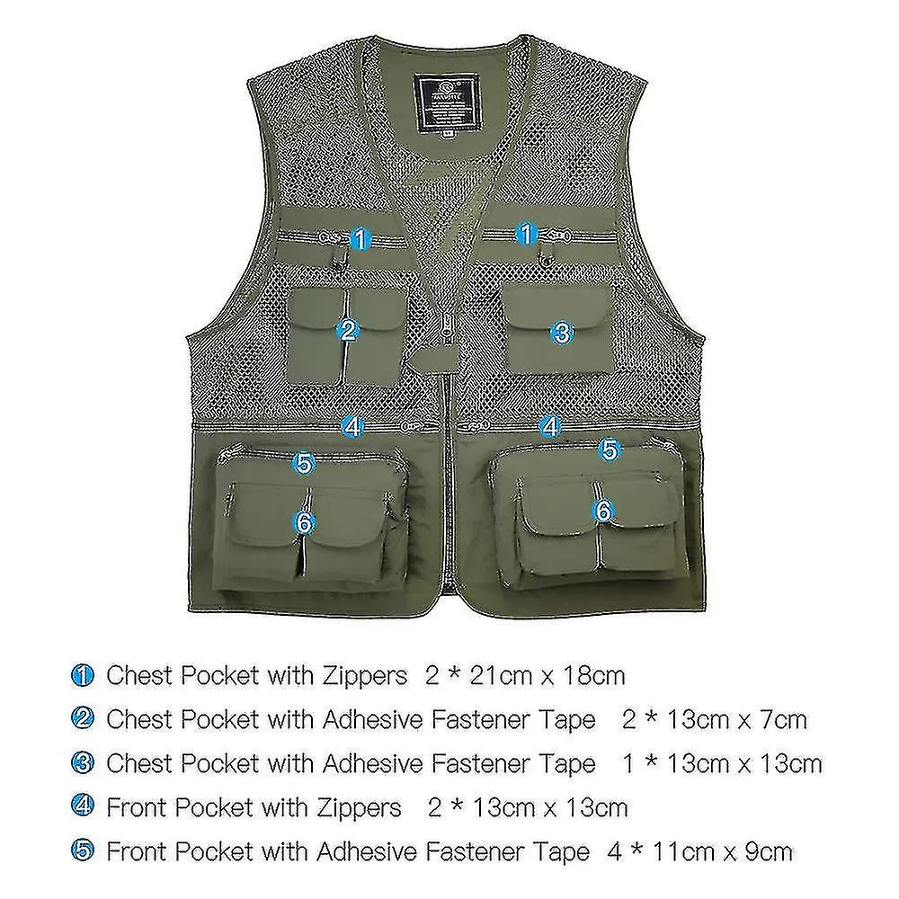 Fishing Vest Breathable Fishing Travel Mesh Vest With Zipper Pockets Summer Work Vest For Outdoor Activities