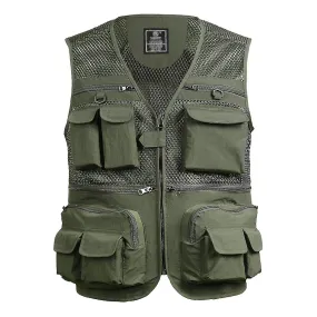 Fishing Vest Breathable Fishing Travel Mesh Vest With Zipper Pockets Summer Work Vest For Outdoor Activities