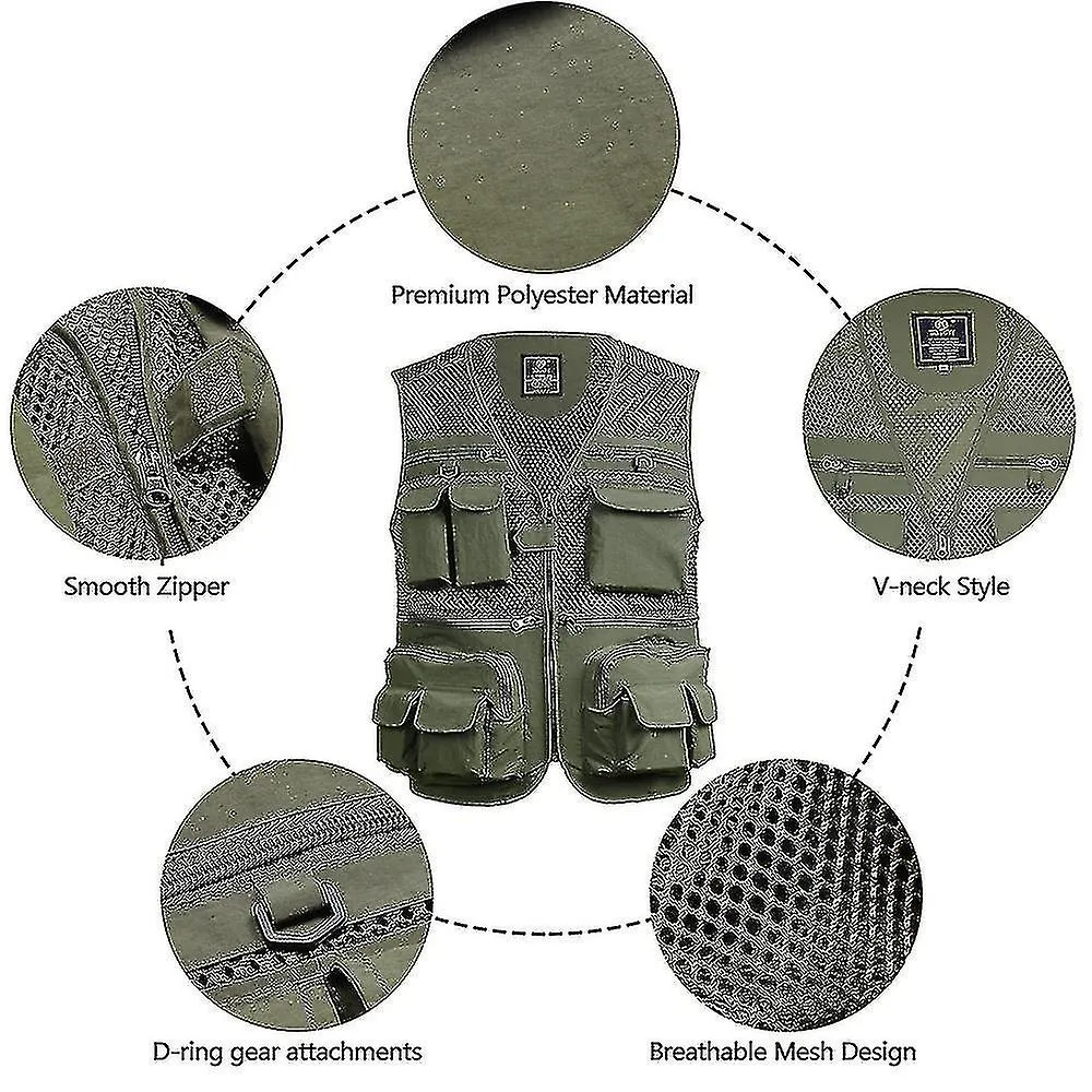 Fishing Vest Breathable Fishing Travel Mesh Vest With Zipper Pockets Summer Work Vest For Outdoor Activities