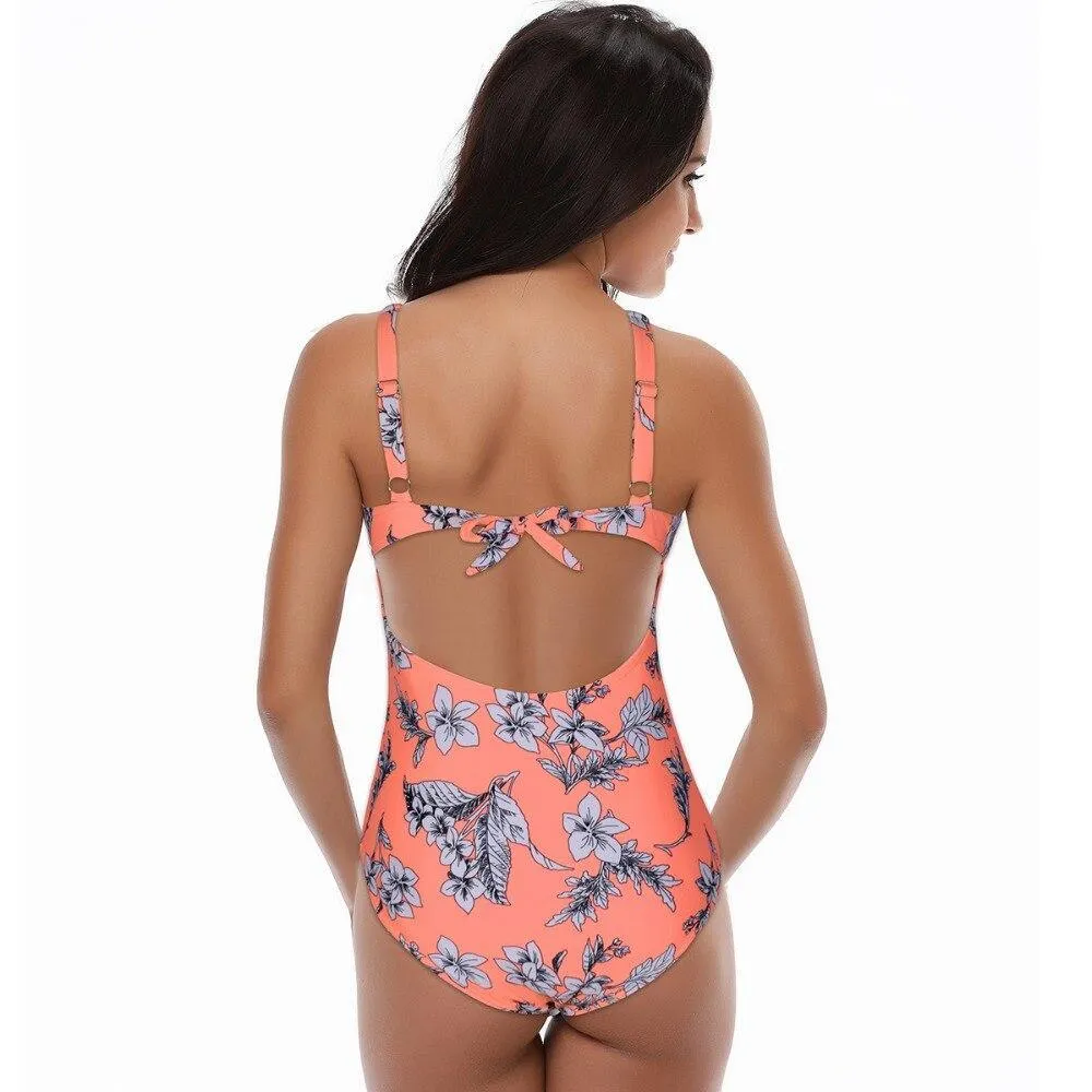 Floral Crisscross One-Piece Swimwear