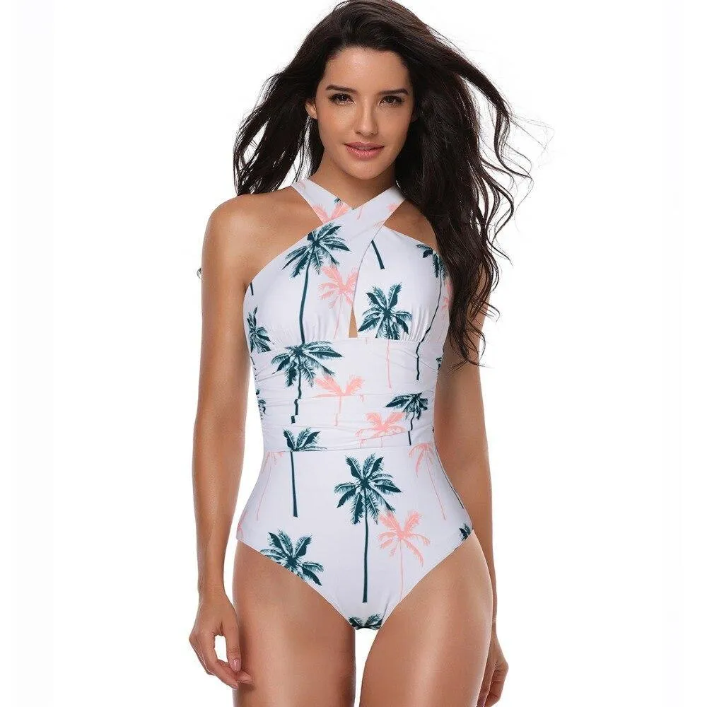 Floral Crisscross One-Piece Swimwear