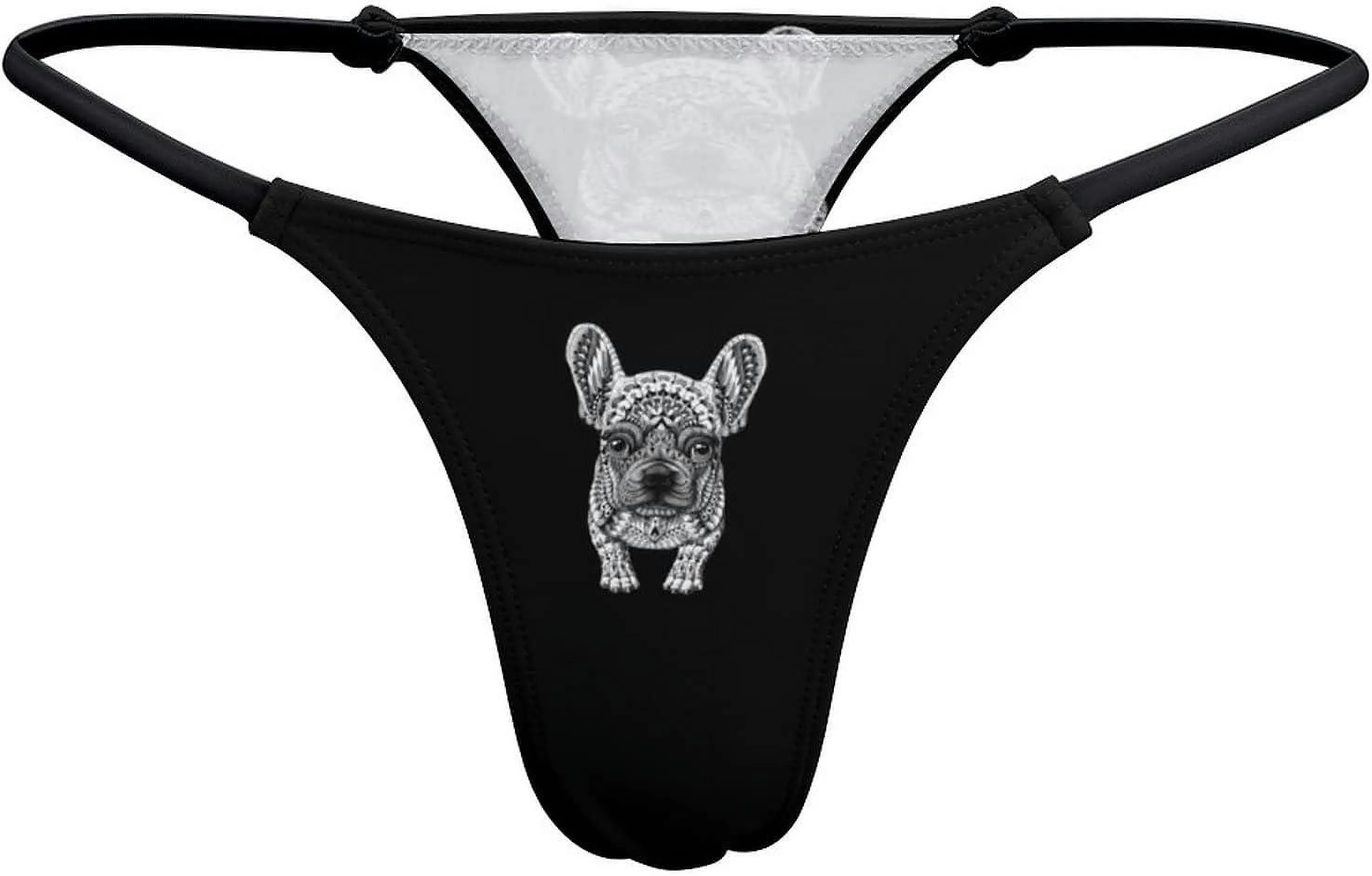 Frenchie French Bulldog G-String Thongs Women's T-Back Underwear Panty-WE559