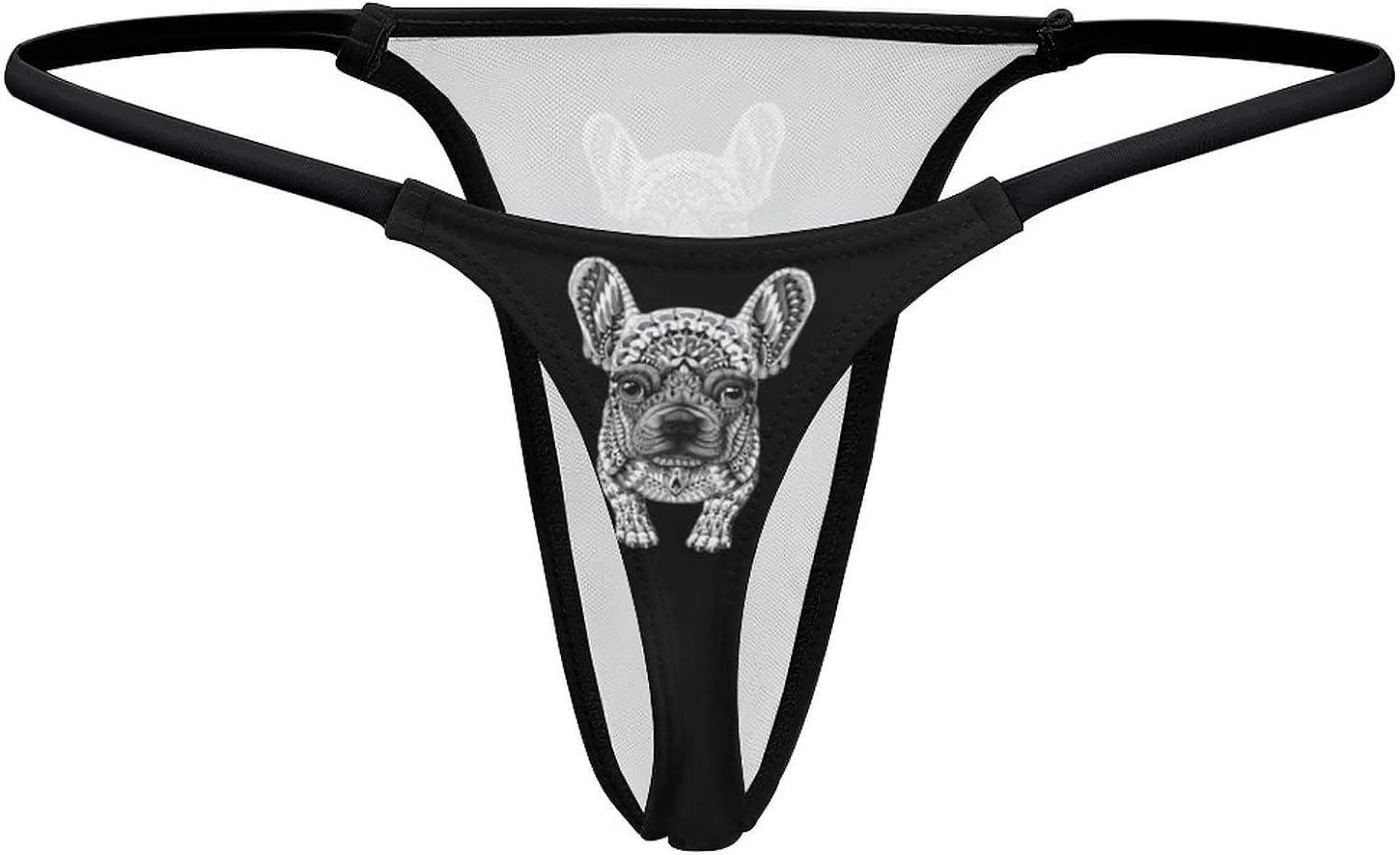 Frenchie French Bulldog G-String Thongs Women's T-Back Underwear Panty-WE559