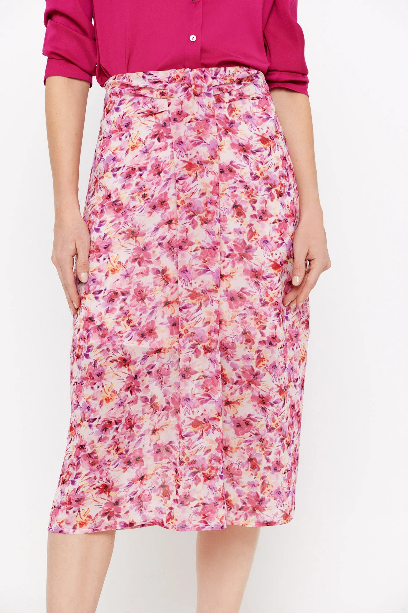 Gathered floral skirt