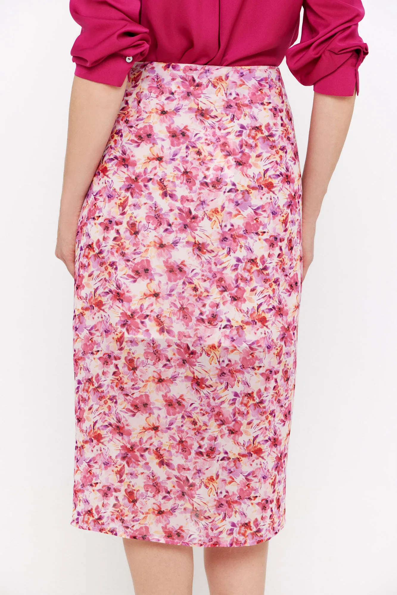 Gathered floral skirt