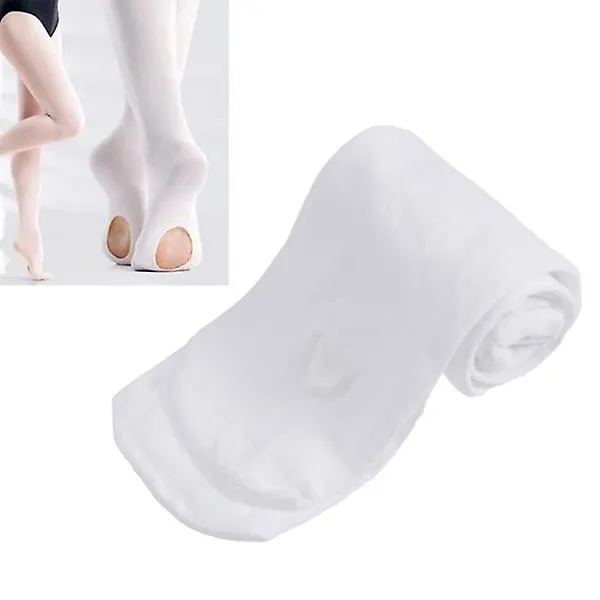 Girls' Ultra Ballet Tights Comfortable Opaque Dance Tights Footed Stockings (White Size S)