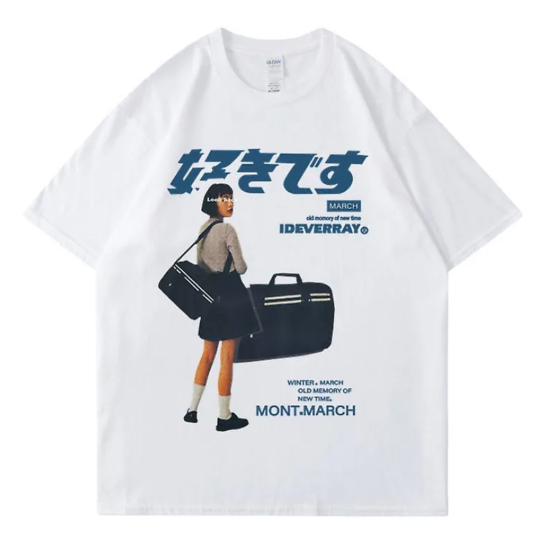 Hip Hop Streetwear Harajuku T Shirt Girl Japanese Kanji Print Tshirt 2021 Men Summer Short Sleeve T-shirt Cotton Loose Tops Tees