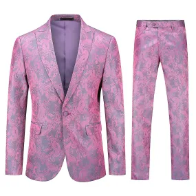 Hombre 2 piezas Paisley Suit One Button Lapel Wedding Blazer Pantalones Set Zh5 Zh5