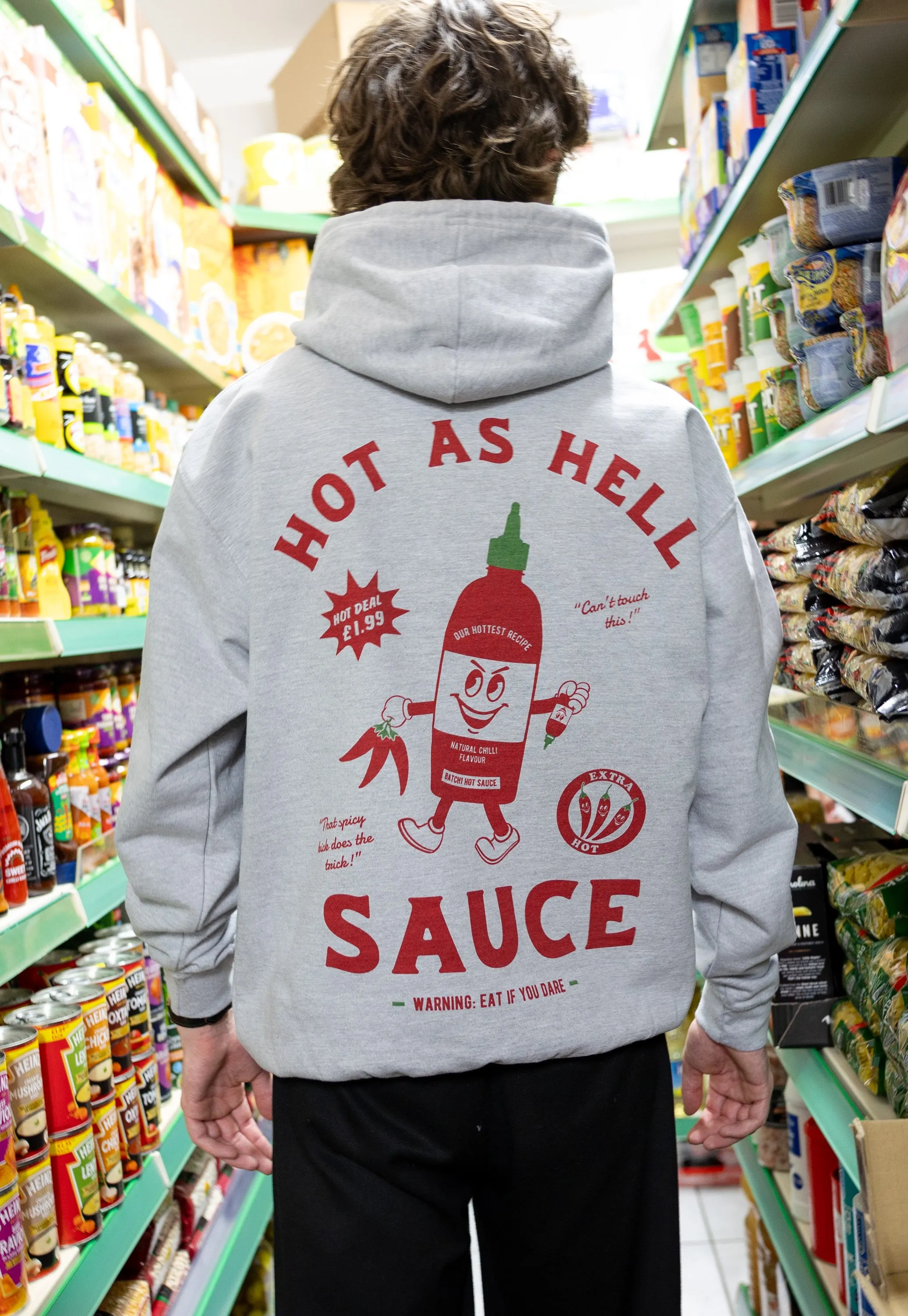 Hot Sauce Graphic Hoodie In Grey