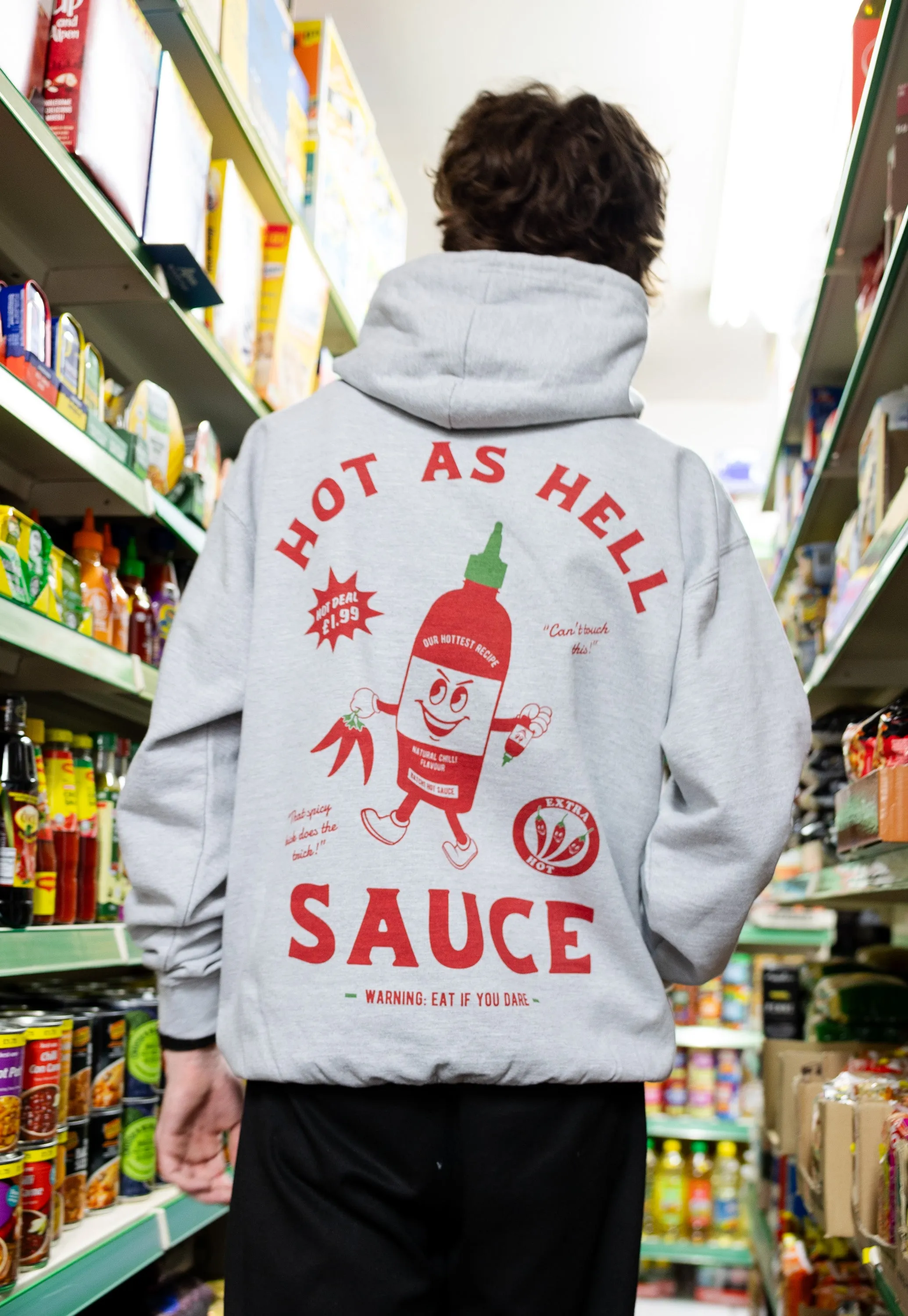 Hot Sauce Graphic Hoodie In Grey