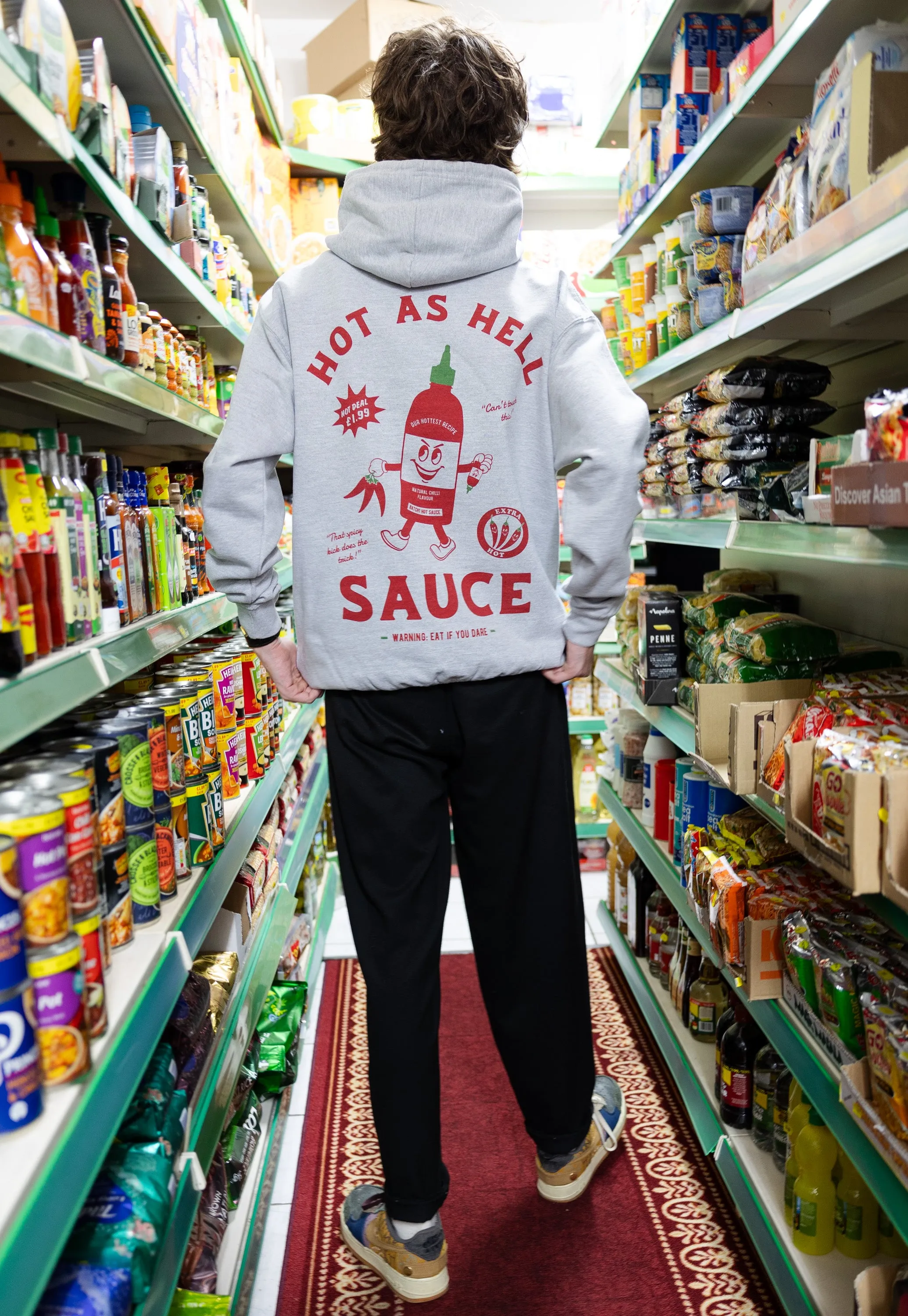 Hot Sauce Graphic Hoodie In Grey