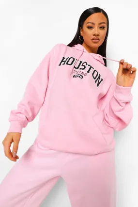 Houston Oversized Slogan Hoodie