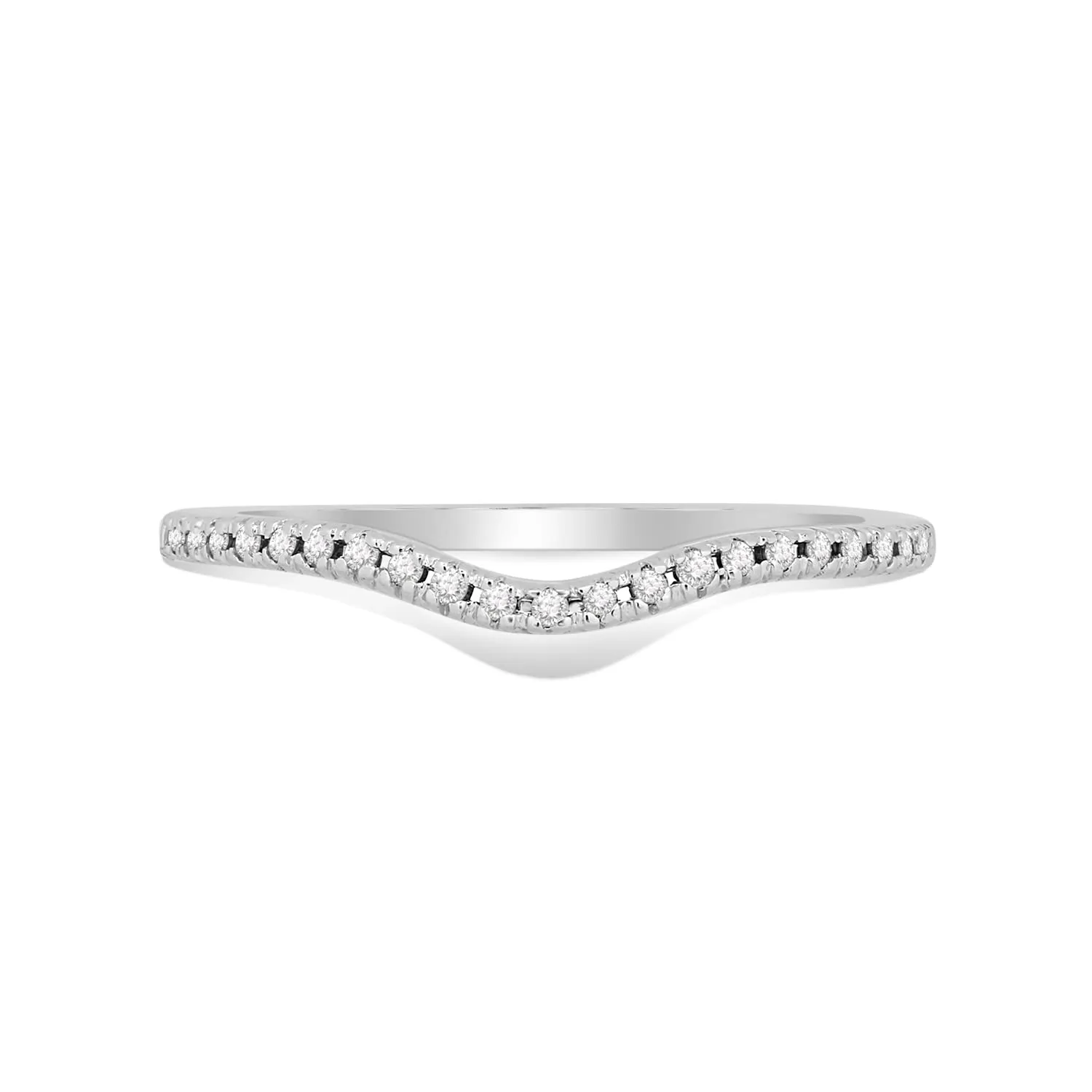 Jewelili 10K White Gold With 1/10 CTTW White Natural Diamond Wedding Band