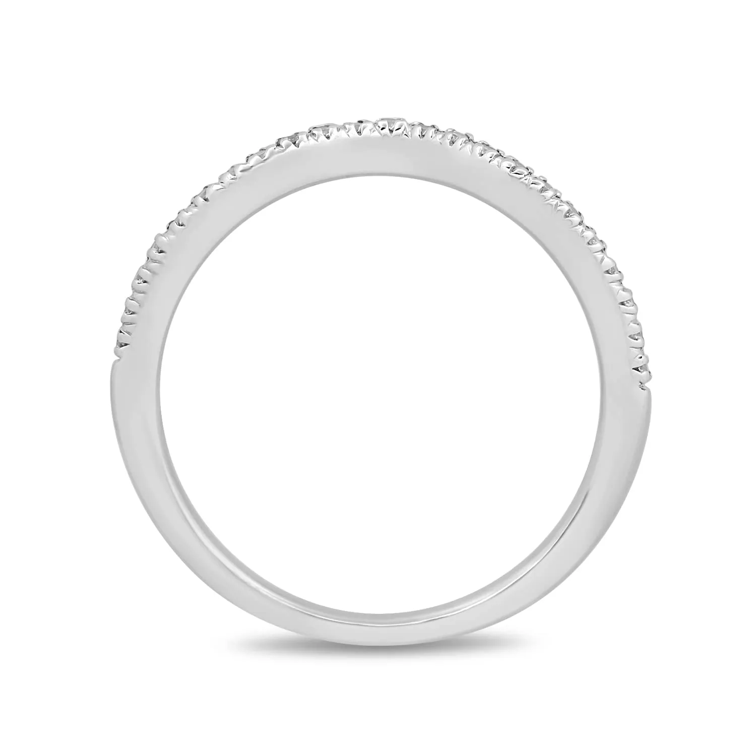 Jewelili 10K White Gold With 1/10 CTTW White Natural Diamond Wedding Band