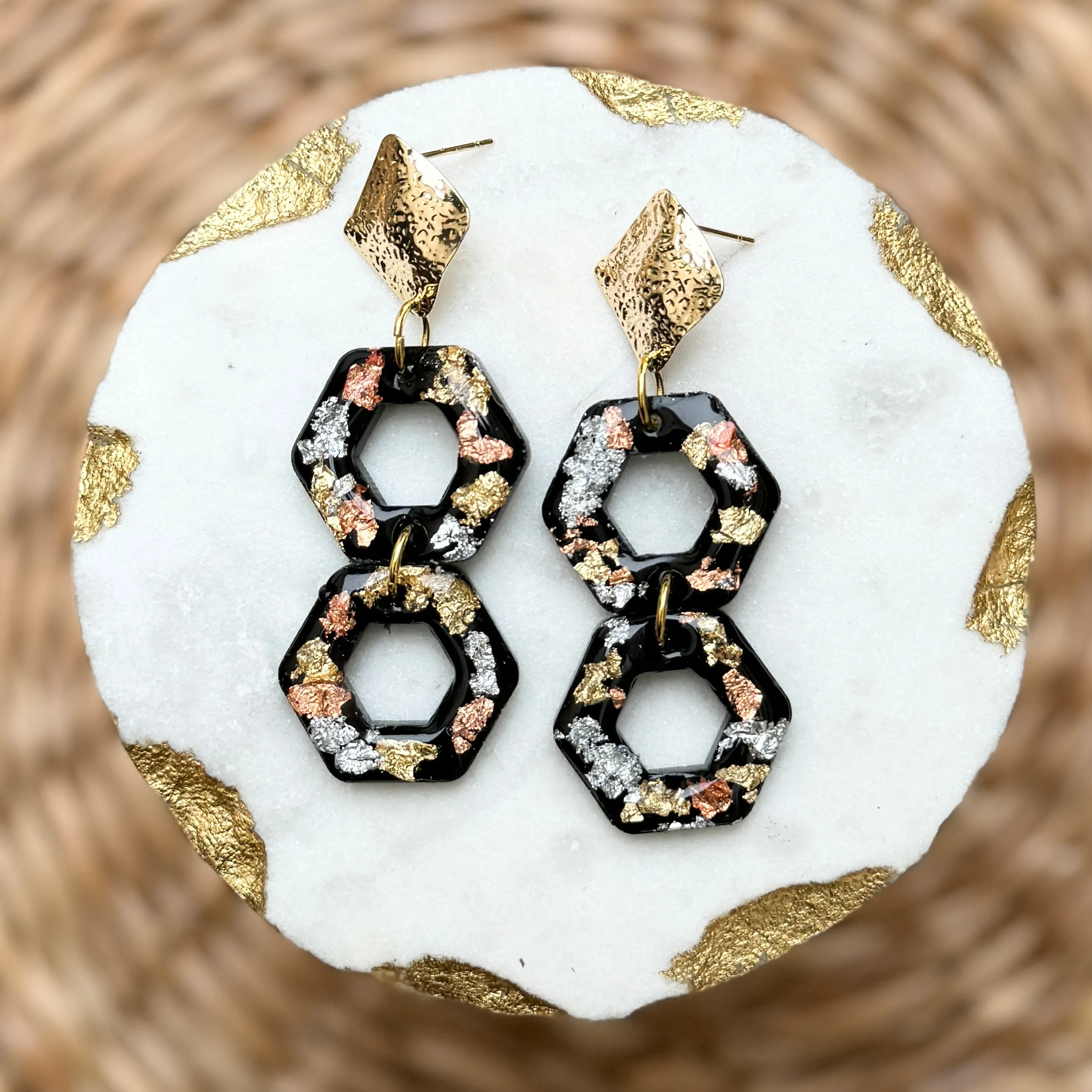 Jillian - Black + Multi - Acrylic Earrings