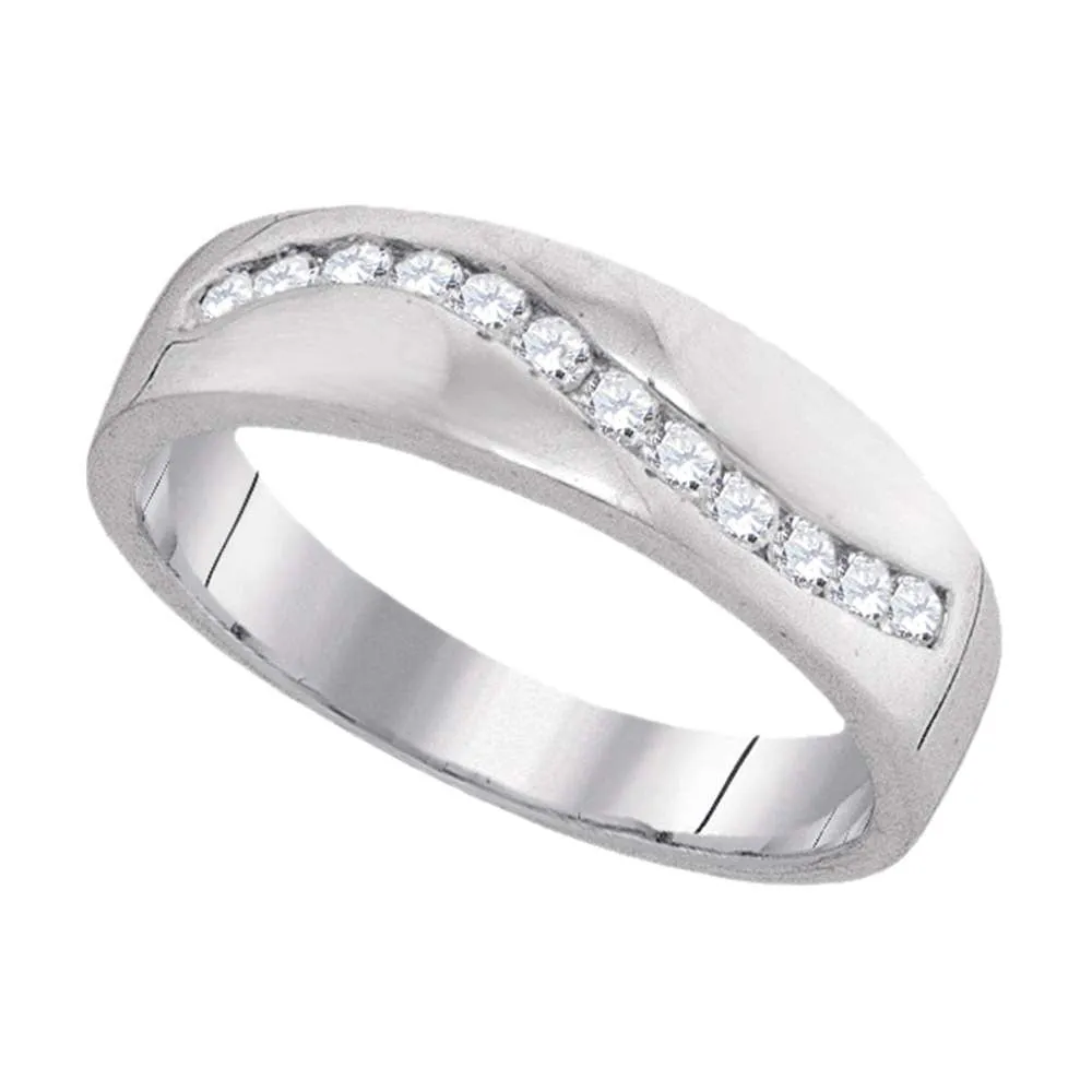 Keene Jewelers 10kt White Gold Mens Round Diamond Wedding Band Ring 1/4 Cttw