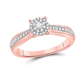 Keene Jewelers 14kt Rose Gold Round Diamond Halo Bridal Wedding Engagement Ring 1/4 Cttw