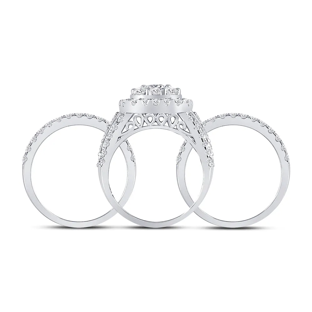 Keene Jewelers 14kt White Gold Round Diamond Bridal Wedding Ring Band Set 3 Cttw