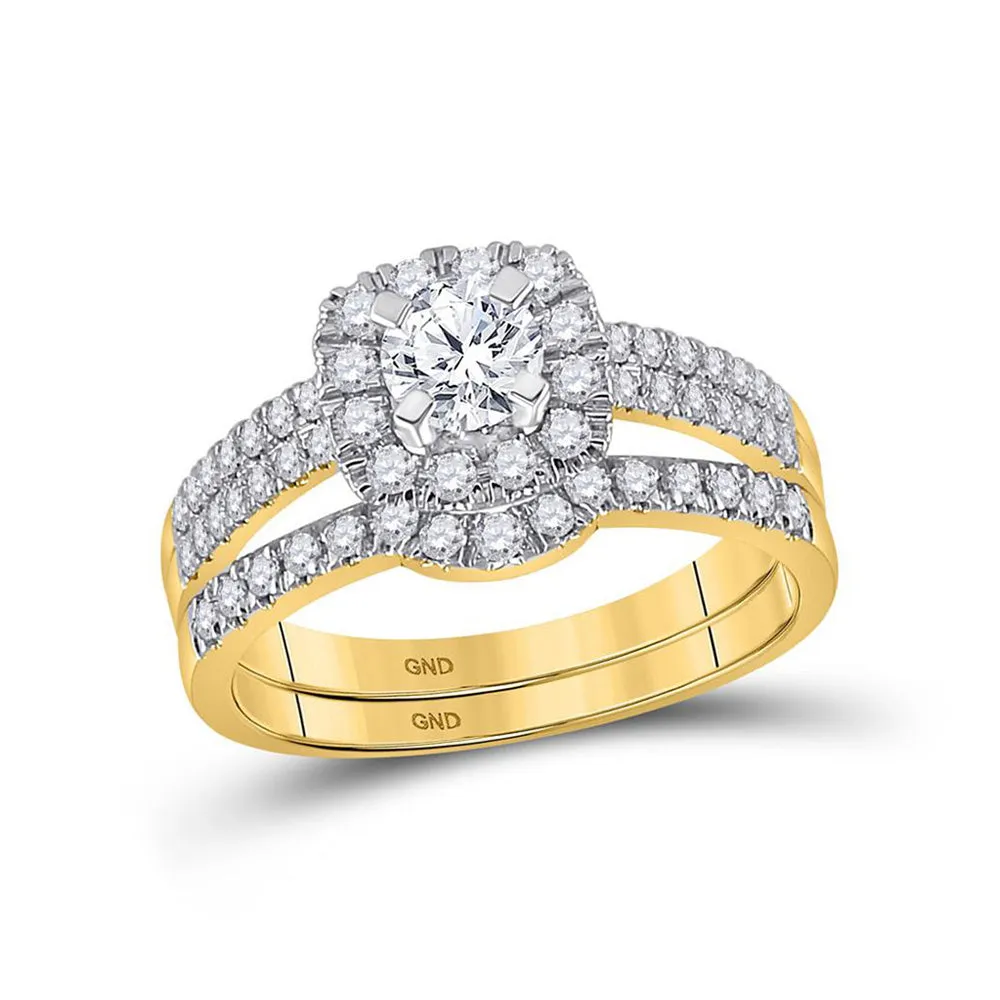 Keene Jewelers 14kt Yellow Gold His Hers Round Diamond Solitaire Matching Wedding Set 1-3/4 Cttw