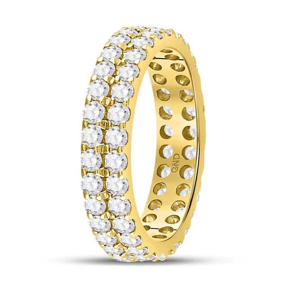 Keene Jewelers 14kt Yellow Gold Womens Round Diamond Double Row Eternity Wedding Band 2 Cttw