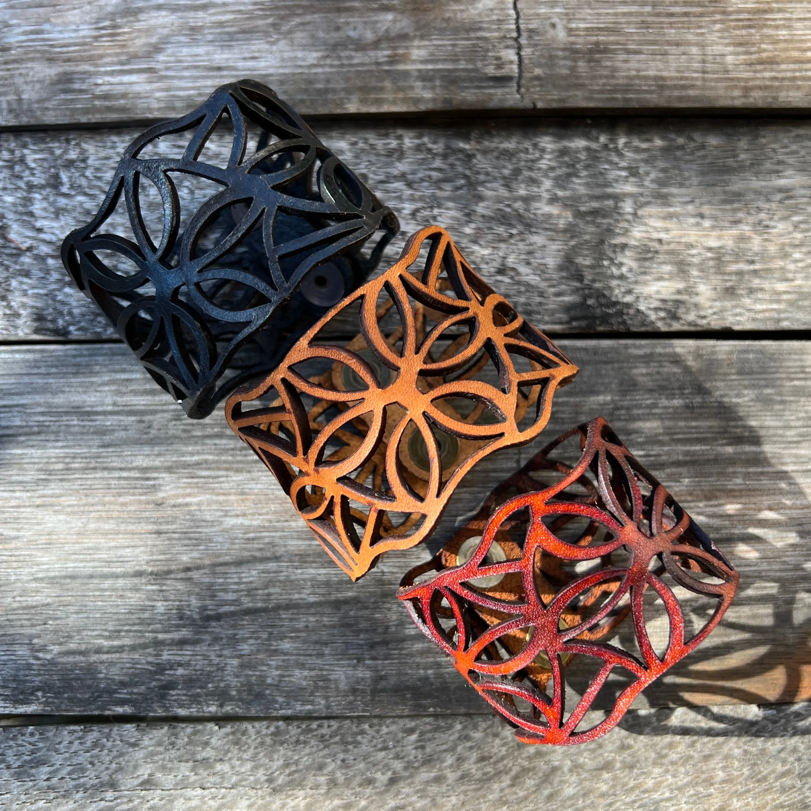 Laser Cut Leather Cuffs