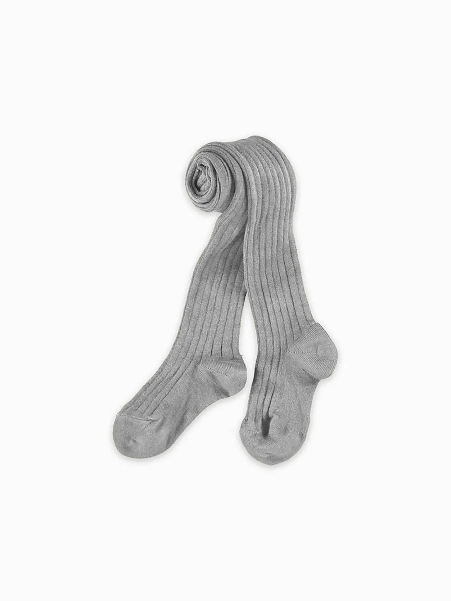 Light Grey Melange Ribbed Kids Tights Set