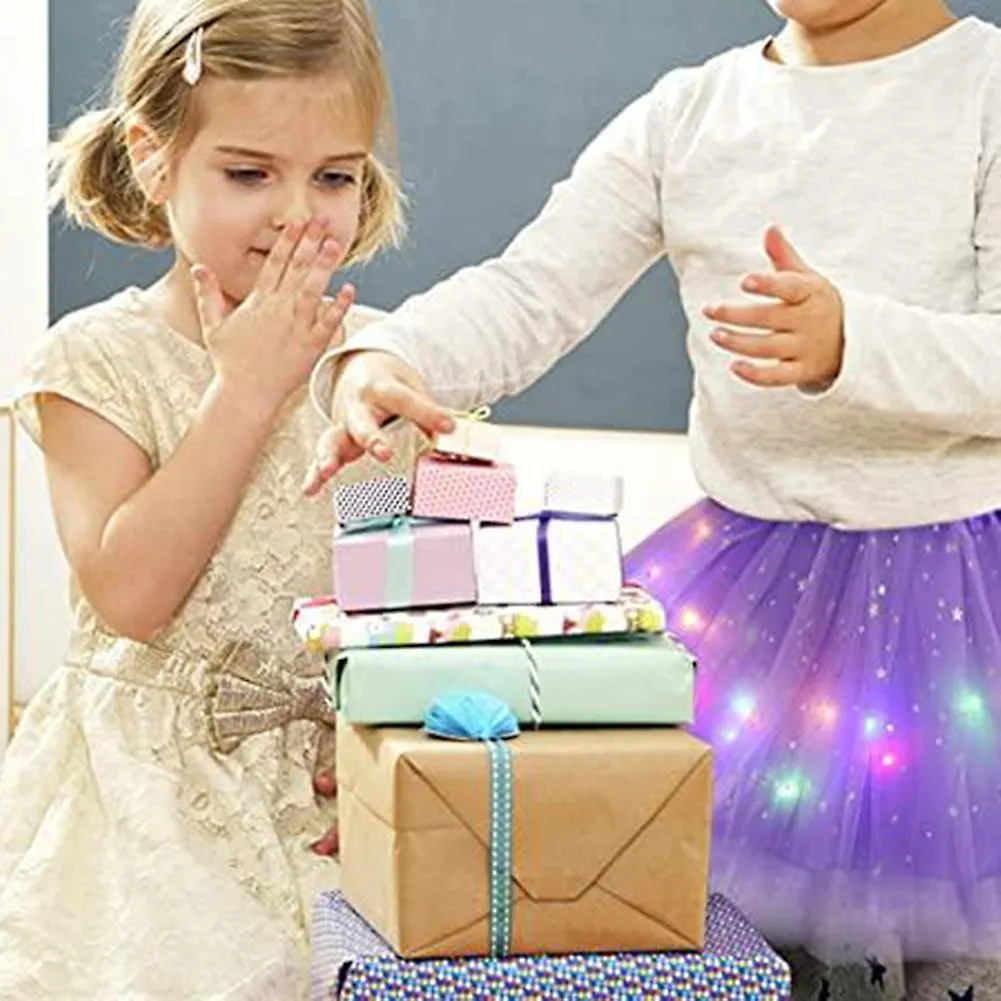 Luminous LED Fluffy Skirt for Girls Layered Ballet Dance Pleated Skirt for Birthday