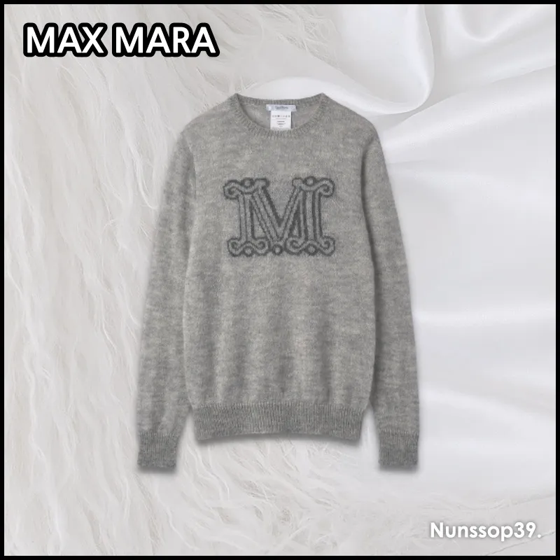 MaxMara  |Crew Neck Casual Style Street Style Long Sleeves Plain