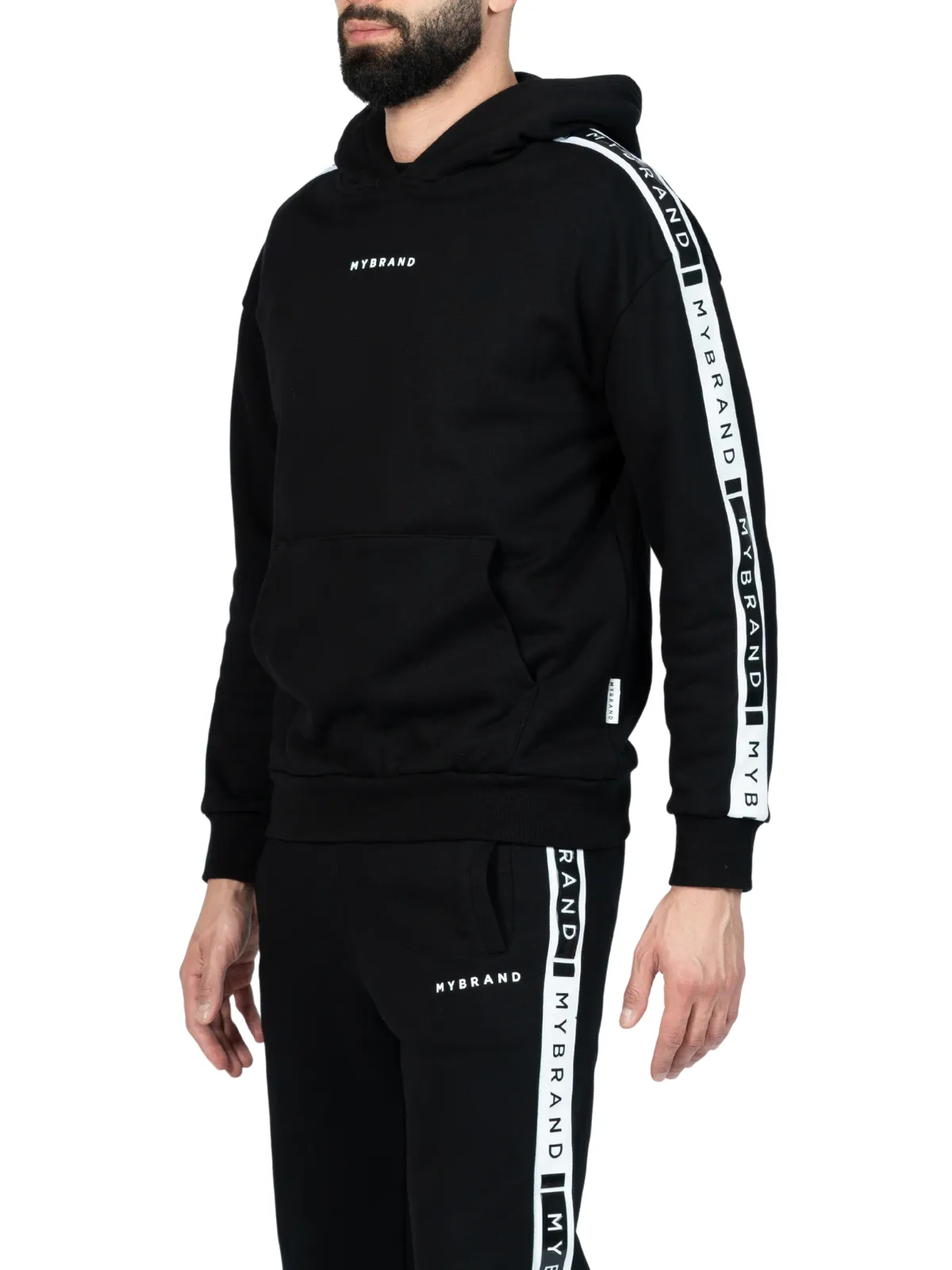 MB CONTRAST TAPING HOODIE BLACK | BLACK