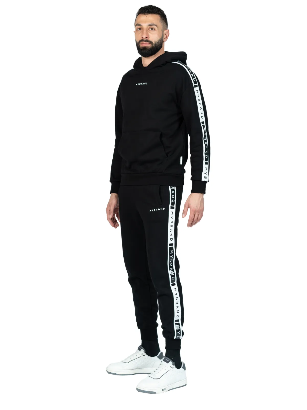 MB CONTRAST TAPING HOODIE BLACK | BLACK