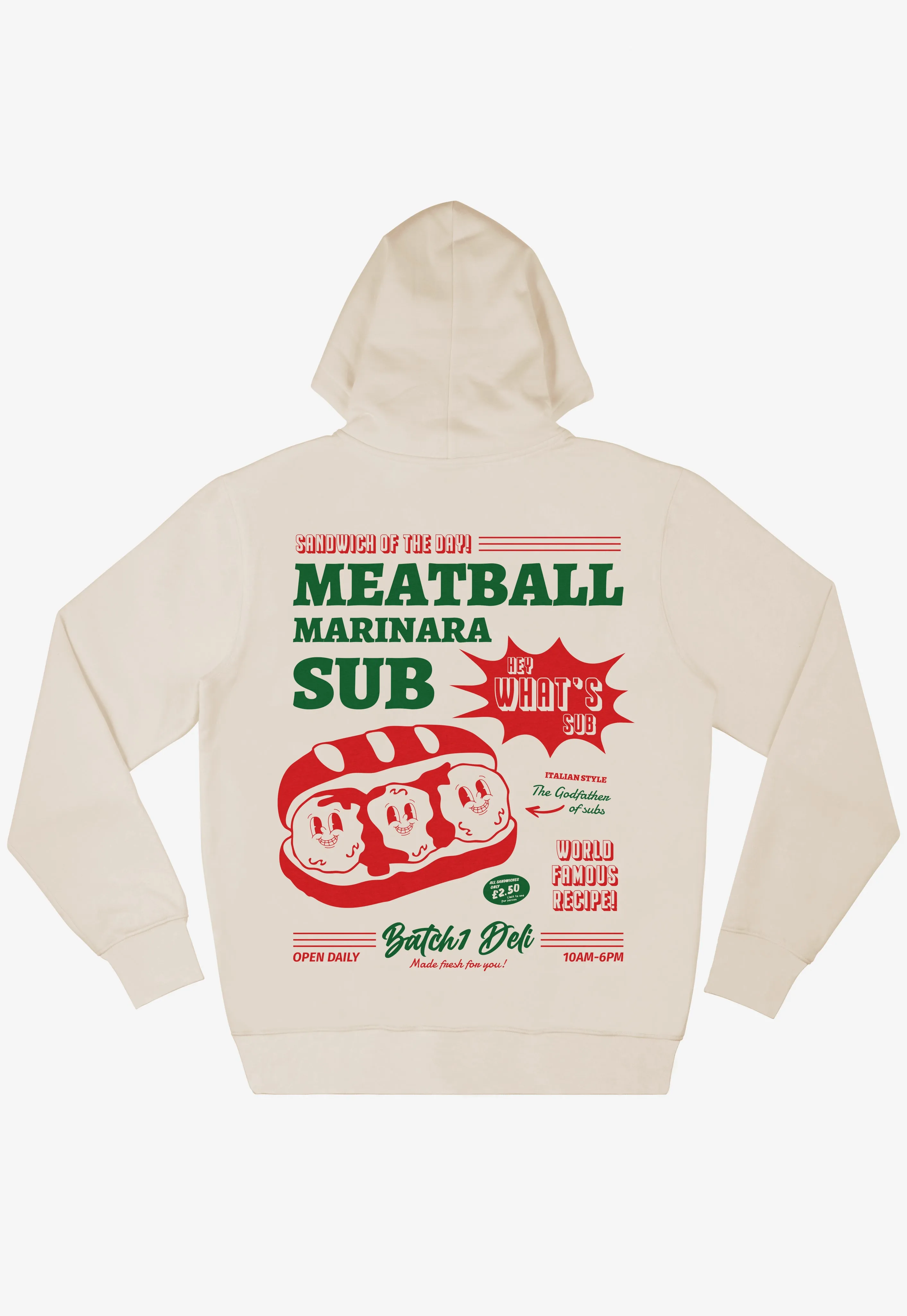 Meatball Marinara Sub Hoodie In Vanilla