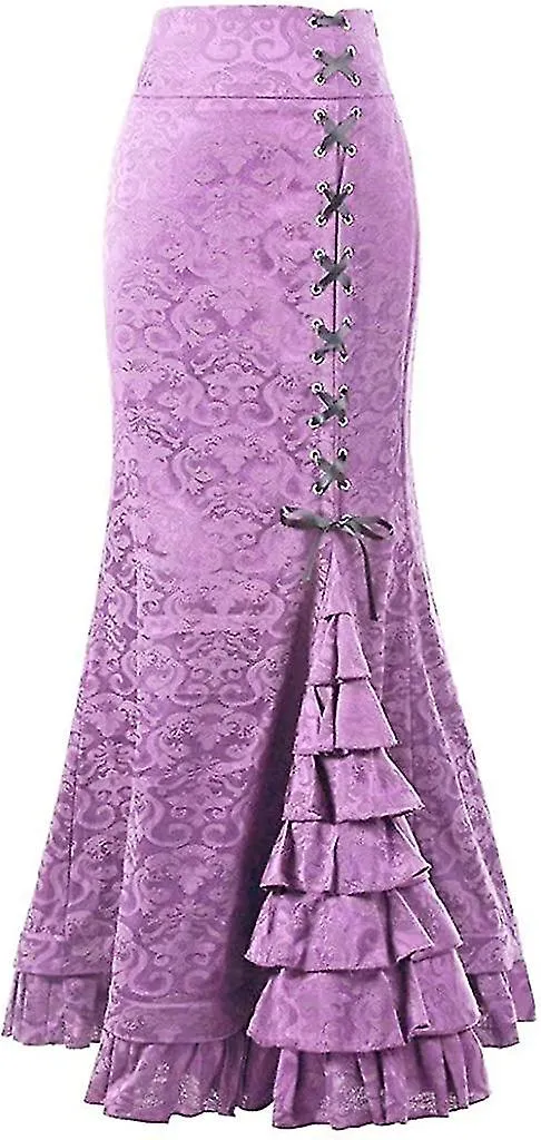 Medieval Jacquard Skirt Punk Retro Gothic Skirt N $women's Punk Gothic Wrap Skirt N Ruffles Skirt$women's