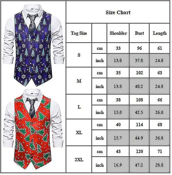 Men Christmas Waistcoat Slim Fit Xmas Suit Vest Jacket Men's Christmas Print Vest