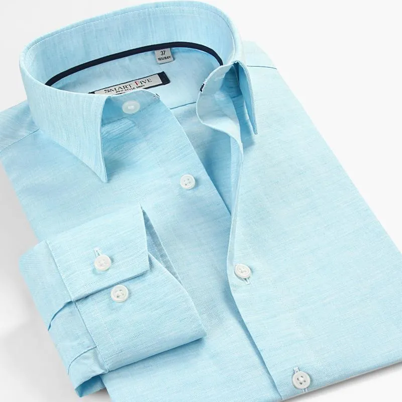 Men Dress Shirts 51% Cotton 49% Linen Shirts Long Sleeve Casual Shirts