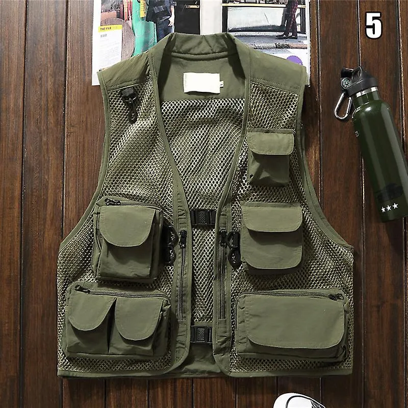 Men Fishing Vest Multi-Pocket Quick Dry Mesh Vest Outdoor Waistcoat New