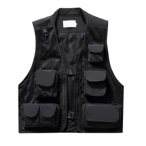 Men Fishing Vest Multi-Pocket Quick Dry Mesh Vest Outdoor Waistcoat New