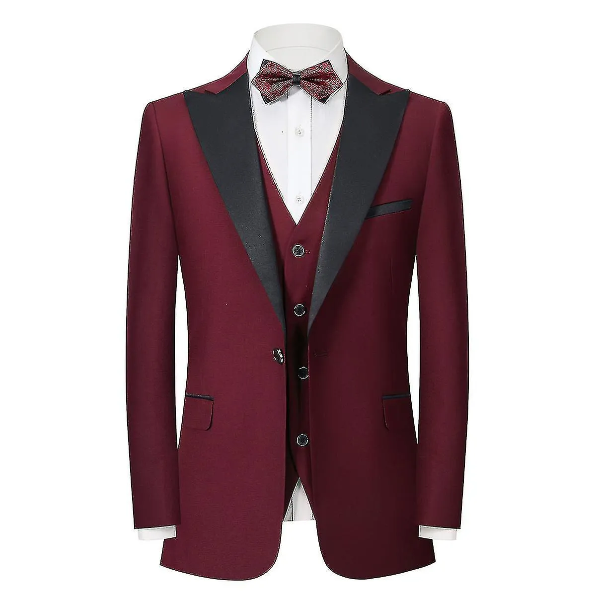 Men's 3-piece Peaked Business Casual Wedding Suit