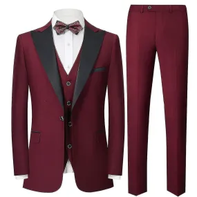 Men's 3-piece Peaked Business Casual Wedding Suit