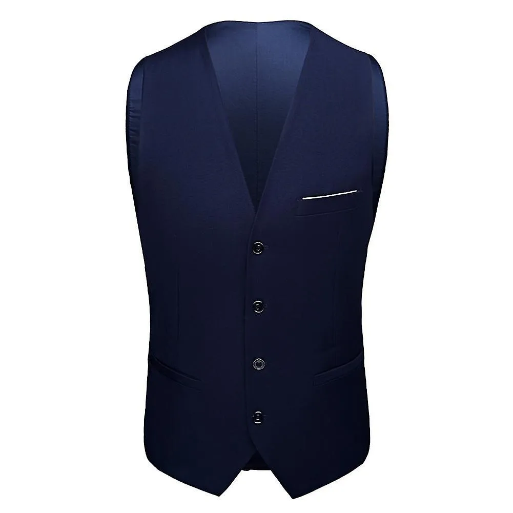 Men's 3-piece Wedding Banquet Slim-fit Solid Color Suits