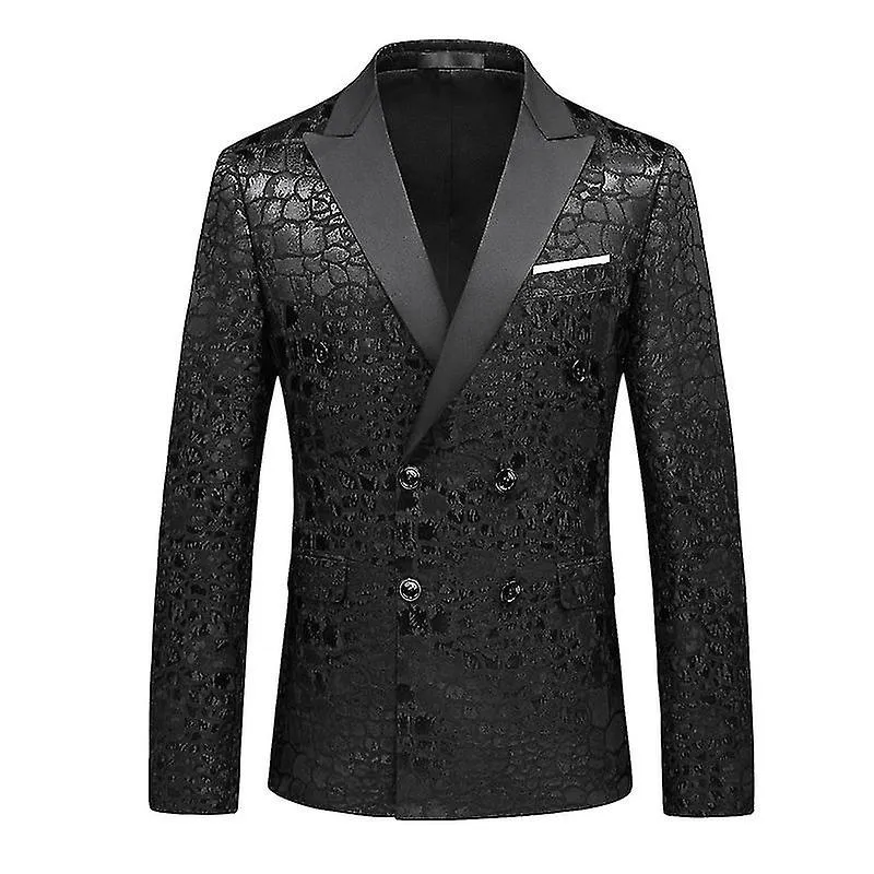 Men's Crocodile Pattern Jacket Suit Wedding Blazer Dinner Tuxedo For Party