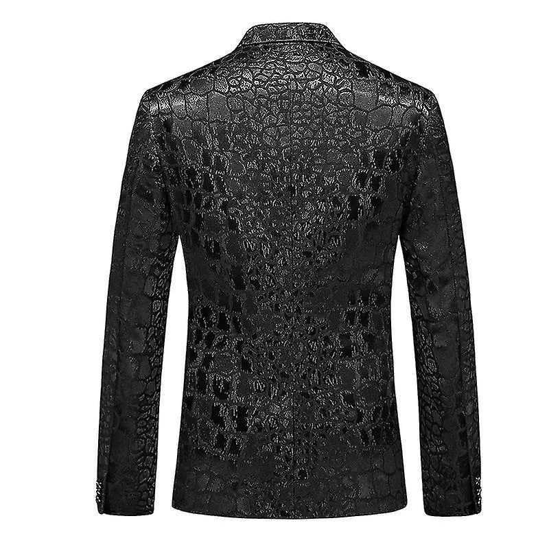 Men's Crocodile Pattern Jacket Suit Wedding Blazer Dinner Tuxedo For Party