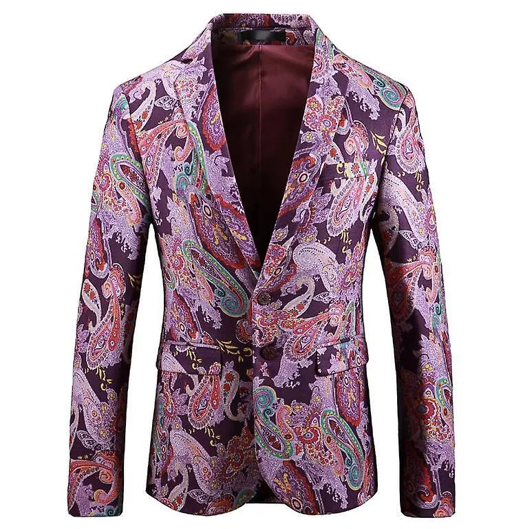 Men's Digital Printed Fashion Dinner Wedding Party Blazer Jacket