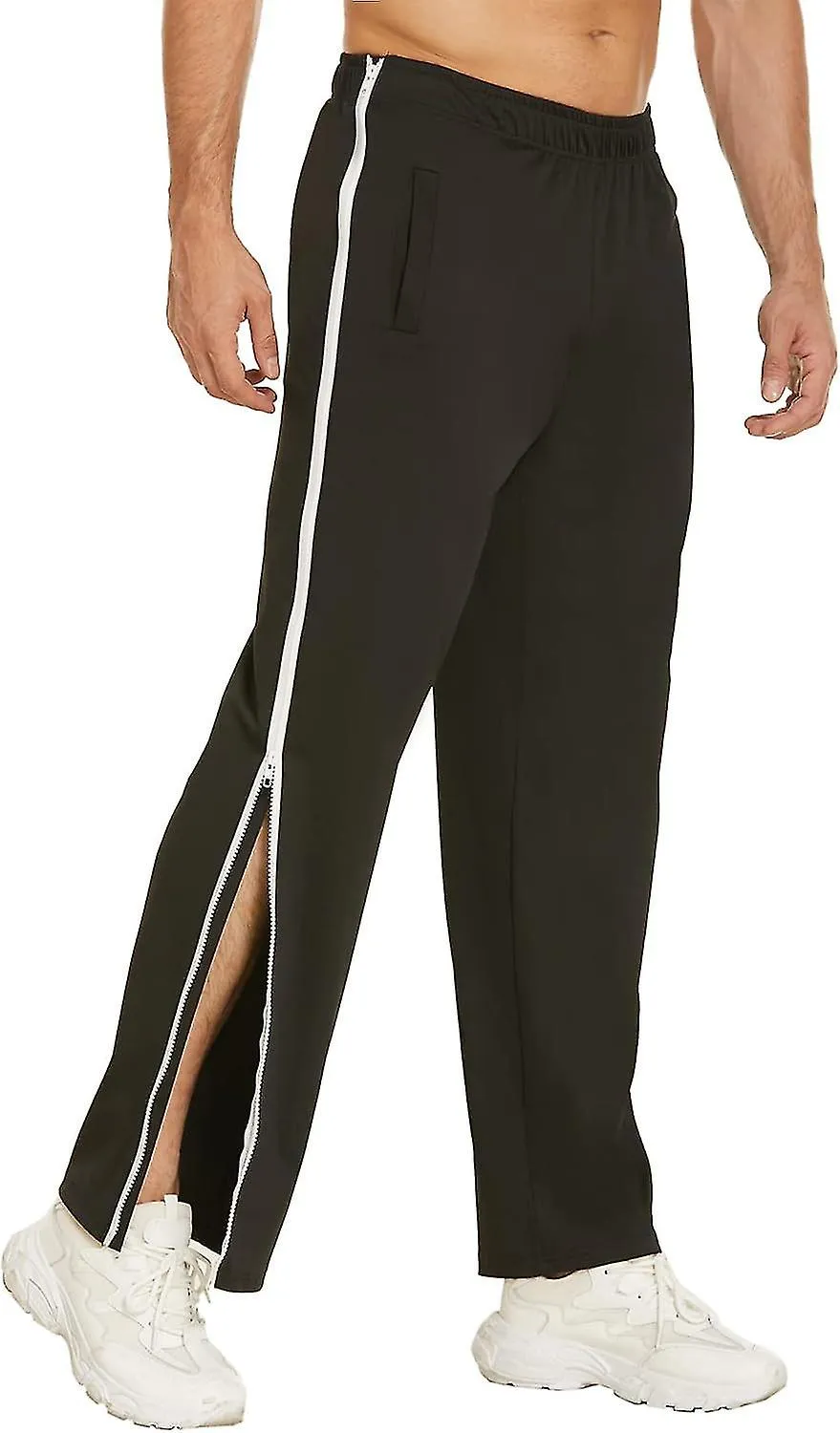 Men's Training Trousers With Full-length Zip, Jogging Trousers, Tear-off Trousers, Leisure Trousers, Loose, Casual Sportswea