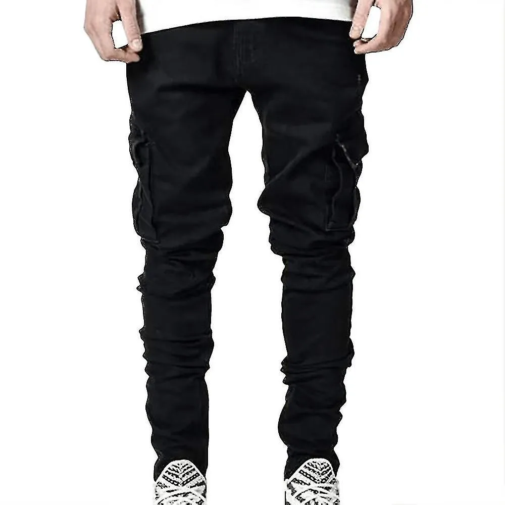 Men's workwear combat denim trousers skinny jeans casual slim trousers