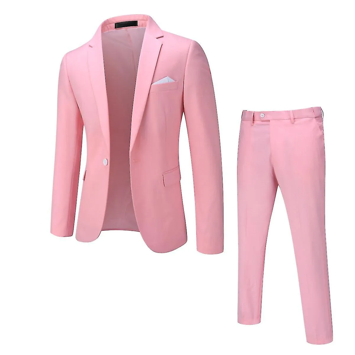 Mens 2-Piece Solid Color Wedding Slim Fit Suit Jacket&Pants