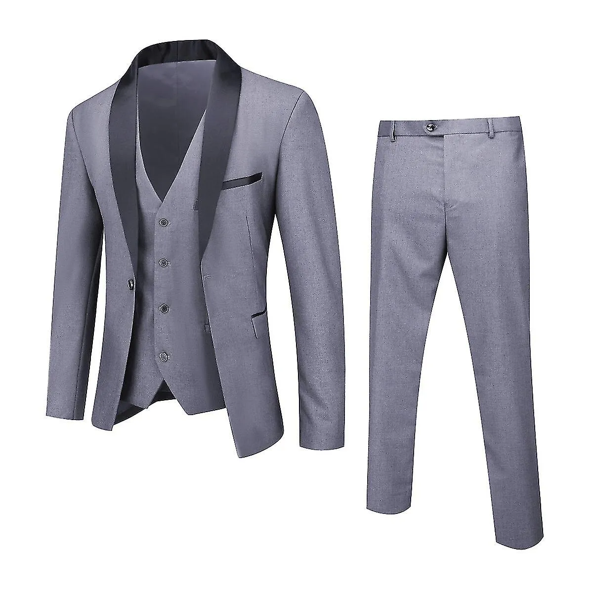 Mens 3-pce Business Suit Slim Fit Wedding Party Blazer And Vest And Pants