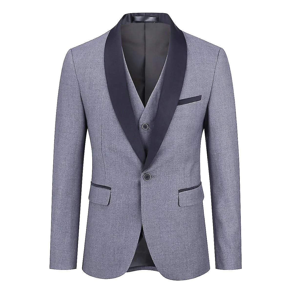 Mens 3-pce Business Suit Slim Fit Wedding Party Blazer And Vest And Pants